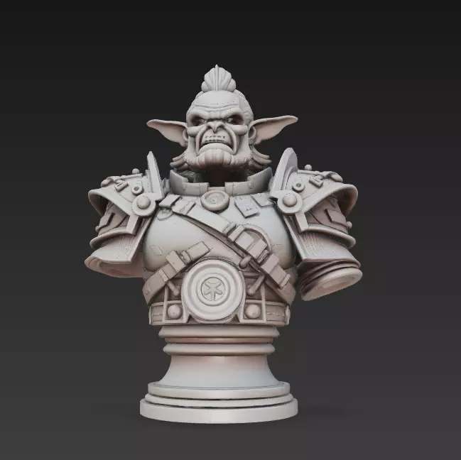 Orc Warrior Bust - Stylized Fantasy Sculpture AND CGI Model  3D print model_0