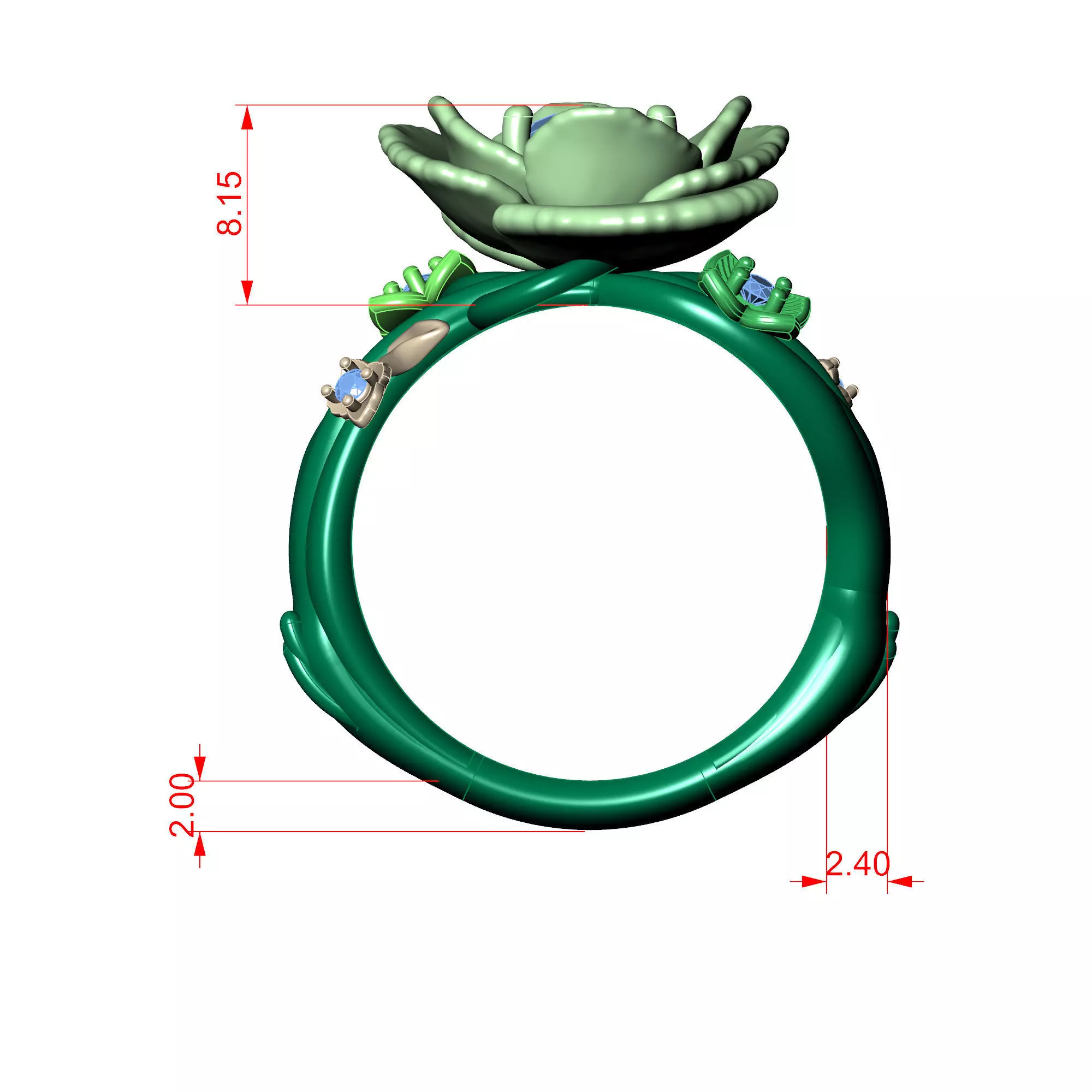 Floral Ring 3D print model_4