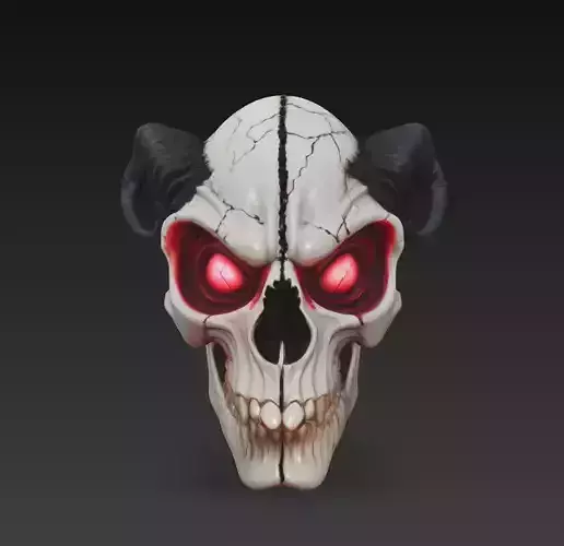 Horned Demon Skull Stylized Evil Fantasy Sculpture 3D Model 3D print model