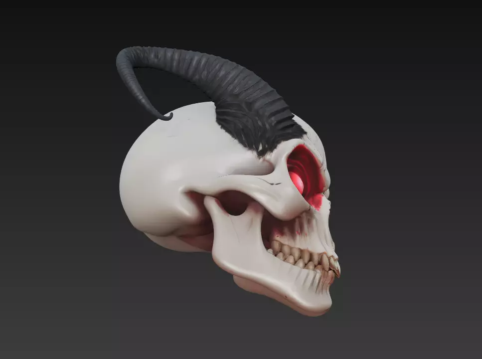 Horned Demon Skull Stylized Evil Fantasy Sculpture 3D Model 3D print model_4