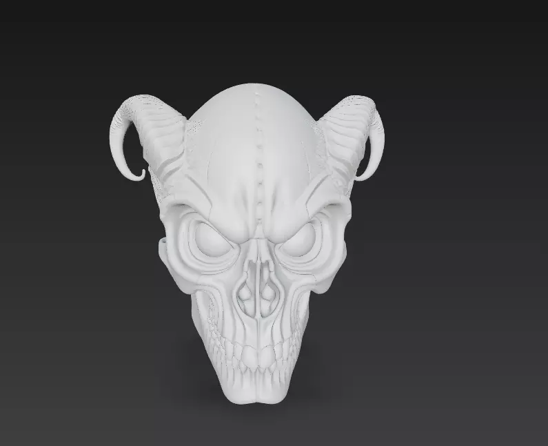 Horned Demon Skull Stylized Evil Fantasy Sculpture 3D Model 3D print model_9