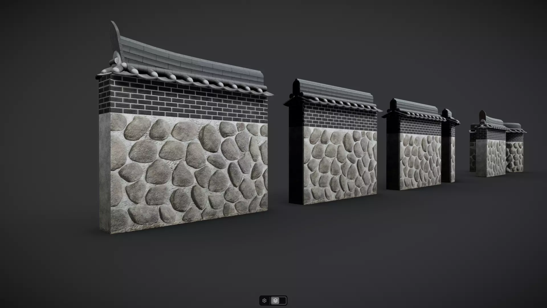 Korean Traditional Hanok Wall 02 Low-poly 3D model_0