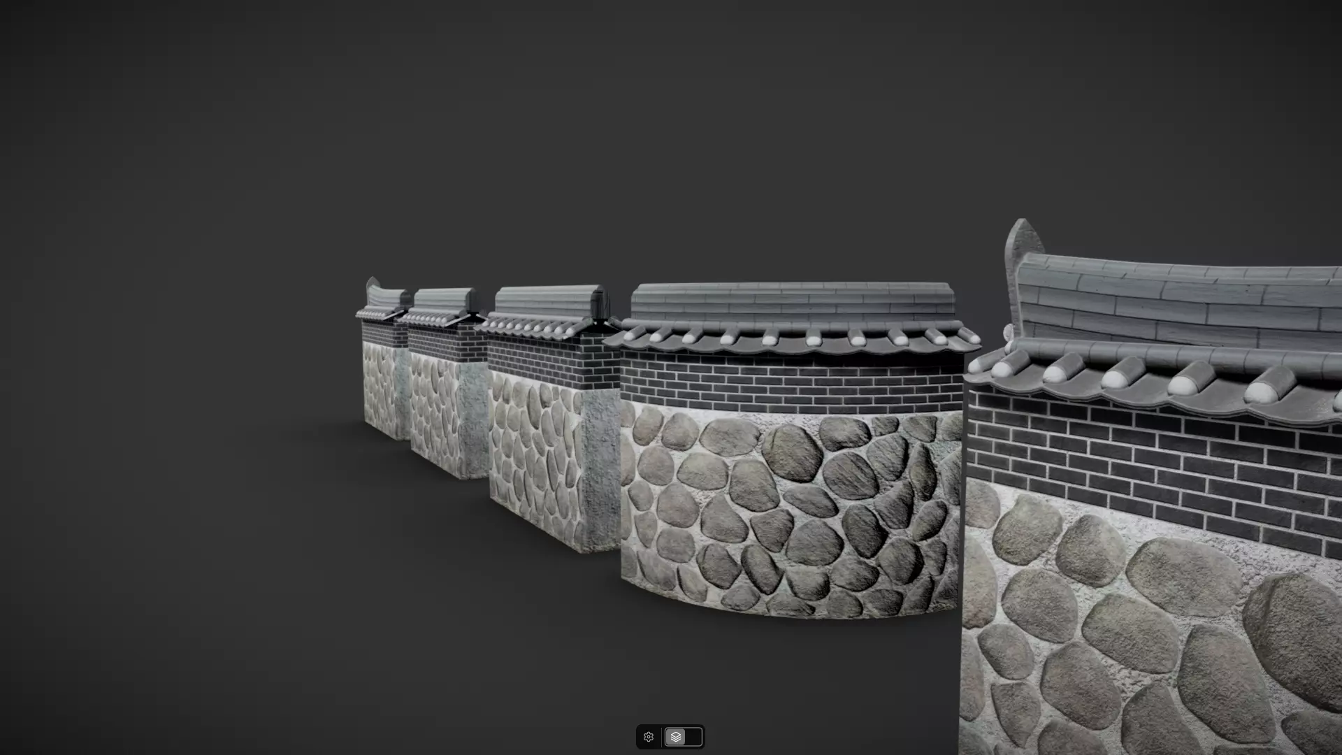 Korean Traditional Hanok Wall 02 Low-poly 3D model_7