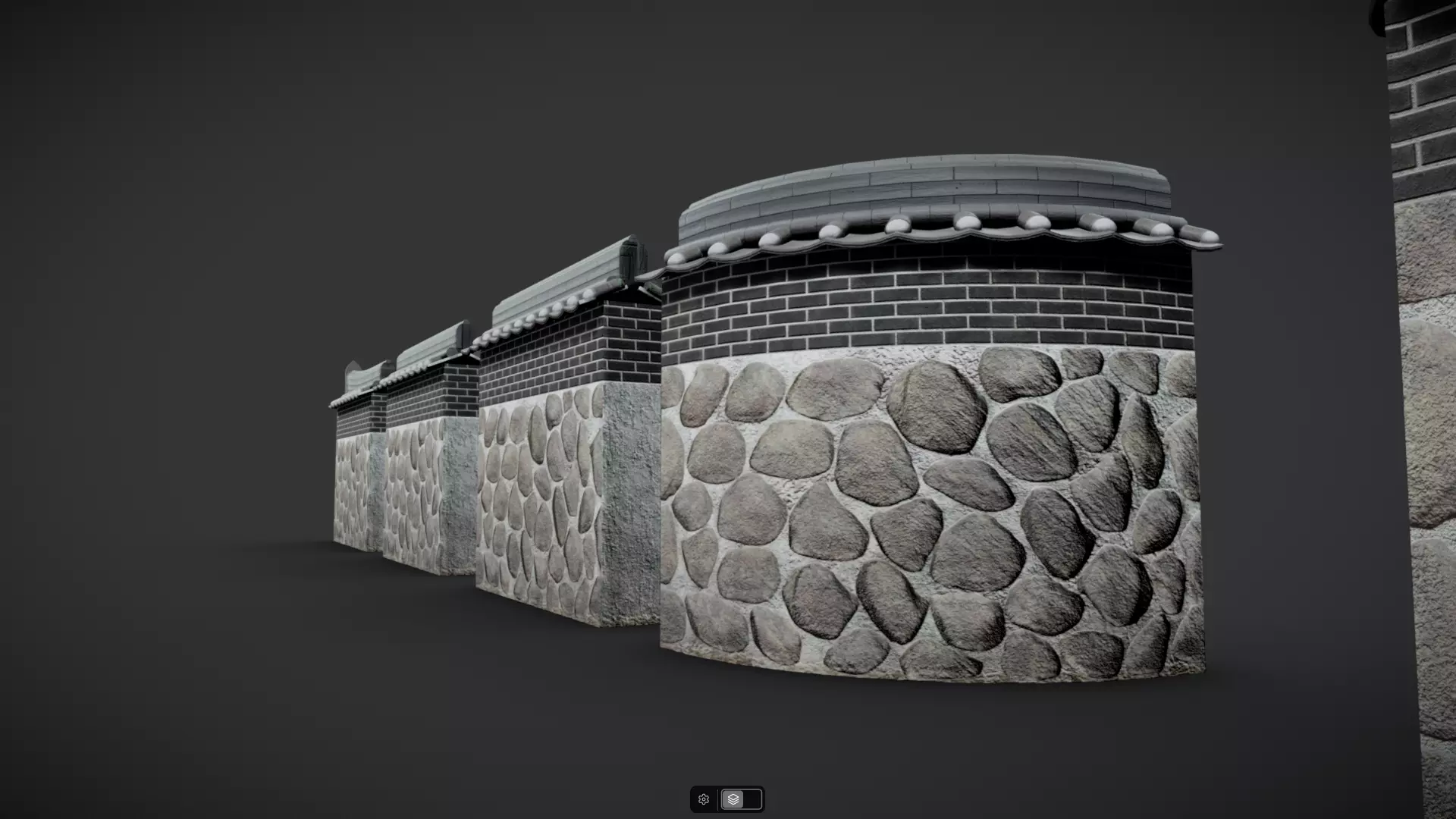 Korean Traditional Hanok Wall 02 Low-poly 3D model_12