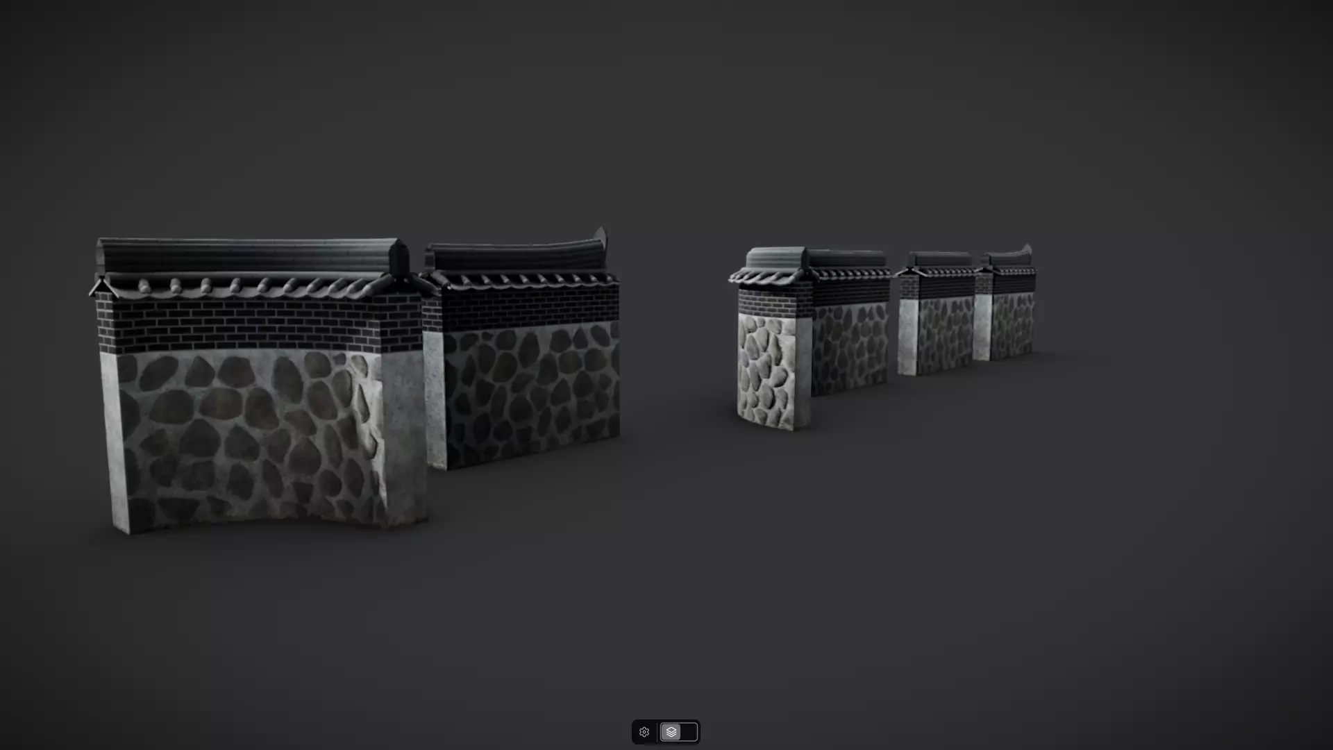 Korean Traditional Hanok Wall 02 Low-poly 3D model_11