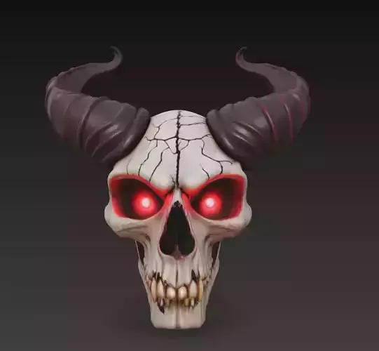 Horned Skull - Demonic Fantasy Mask Sculpture 3D print model