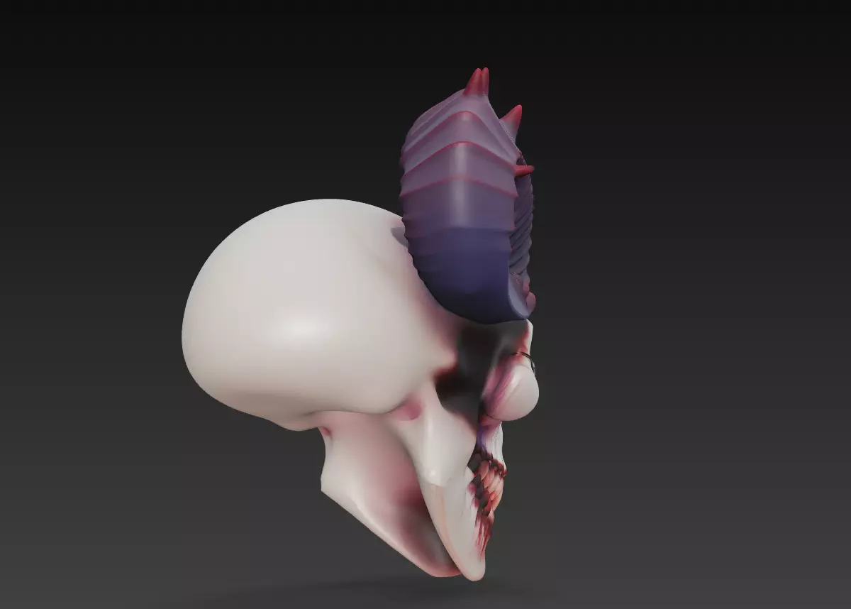 Horned Evil Skull - Demon Overlord Sculpture with Glowing Eyes 3D print model_6