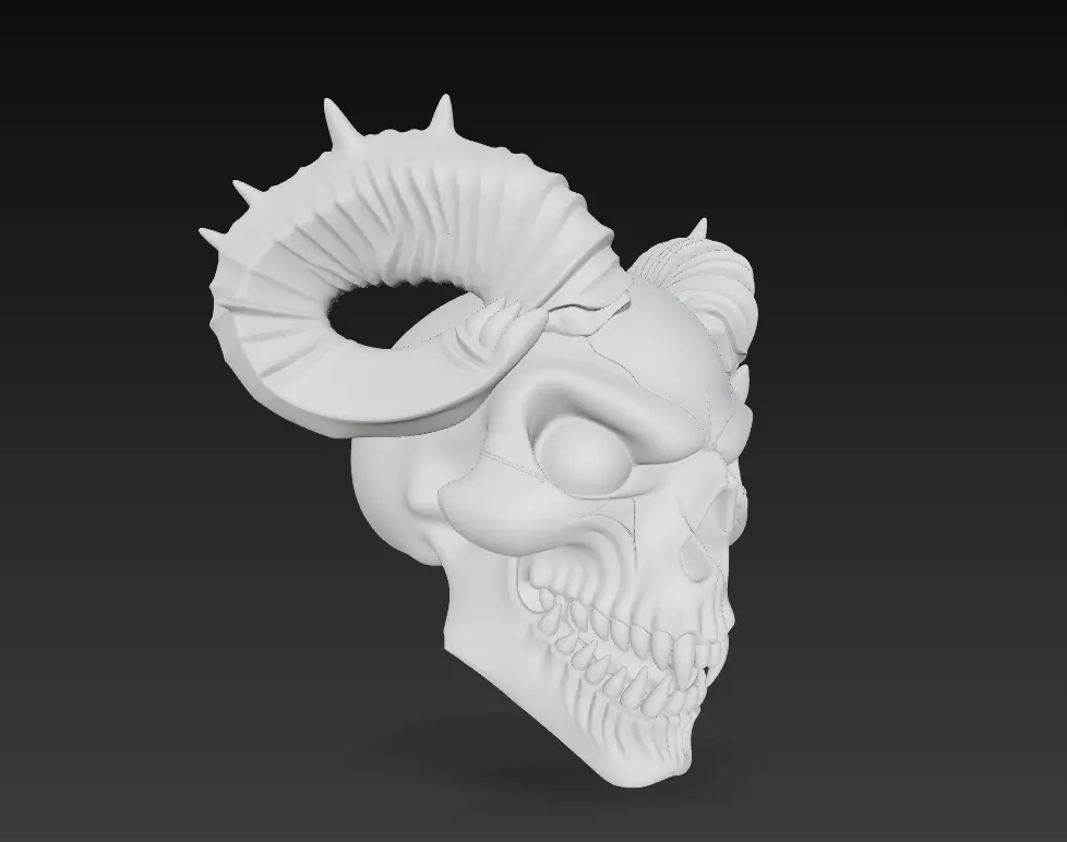 Horned Evil Skull - Demon Overlord Sculpture with Glowing Eyes 3D print model_10