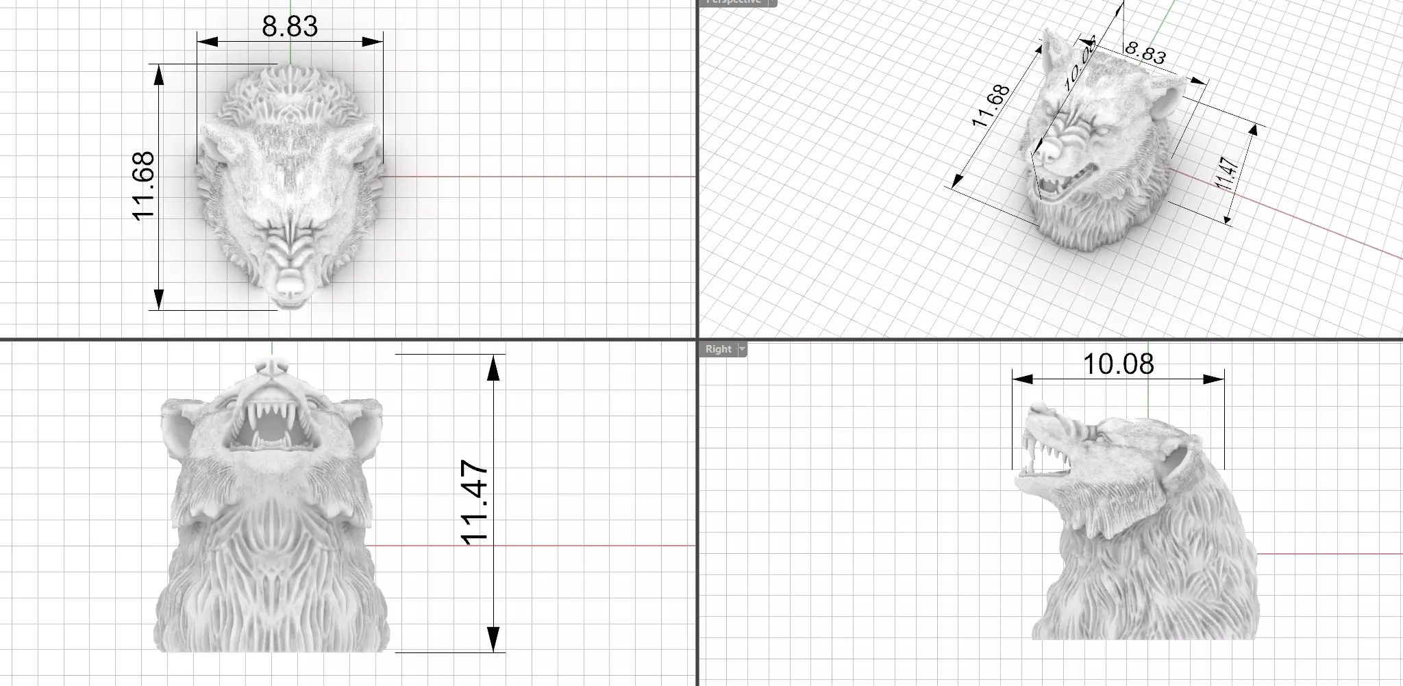 wolf  head 3d 3D print model_2