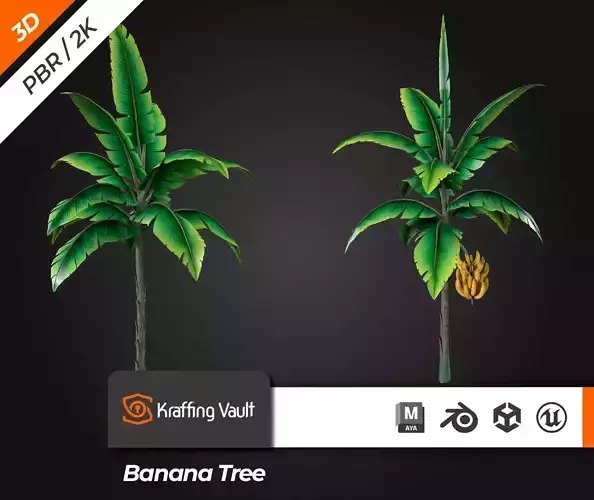 Banana Tree Low-poly 3D model