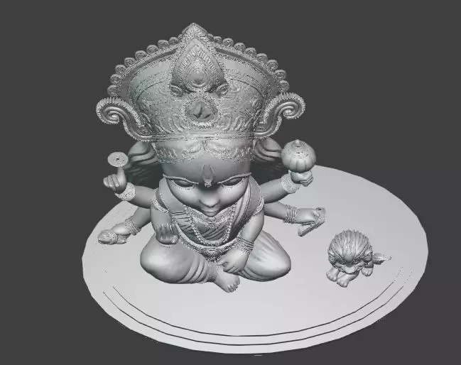 Chibi Goddess Durga with Lion 3D print model_4