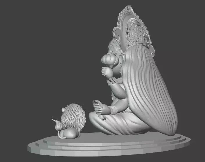 Chibi Goddess Durga with Lion 3D print model_2