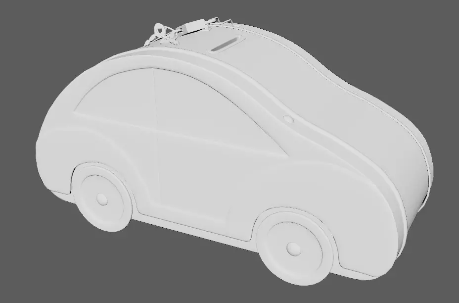 3d model Kids money box in the shape of a car Low-poly 3D model_8