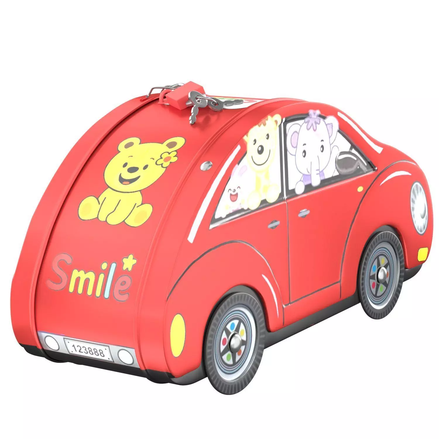3d model Kids money box in the shape of a car Low-poly 3D model_1