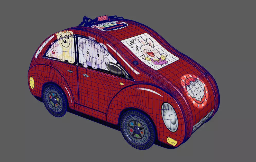 3d model Kids money box in the shape of a car Low-poly 3D model_5