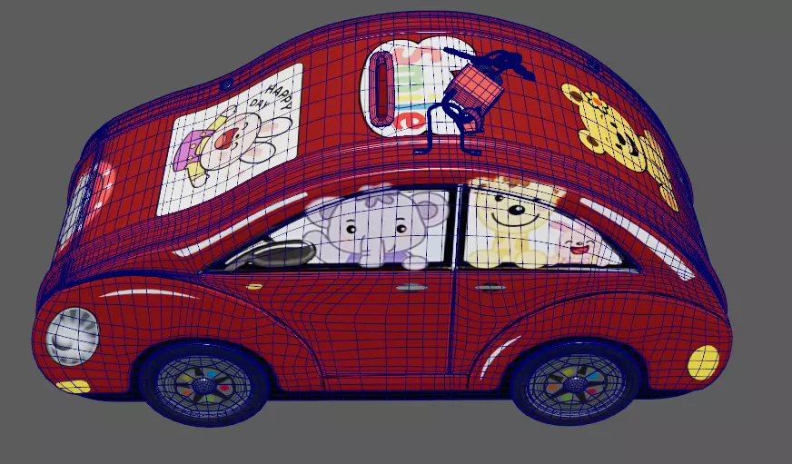 3d model Kids money box in the shape of a car Low-poly 3D model_7