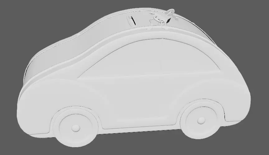 3d model Kids money box in the shape of a car Low-poly 3D model_10