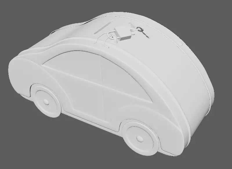 3d model Kids money box in the shape of a car Low-poly 3D model_11