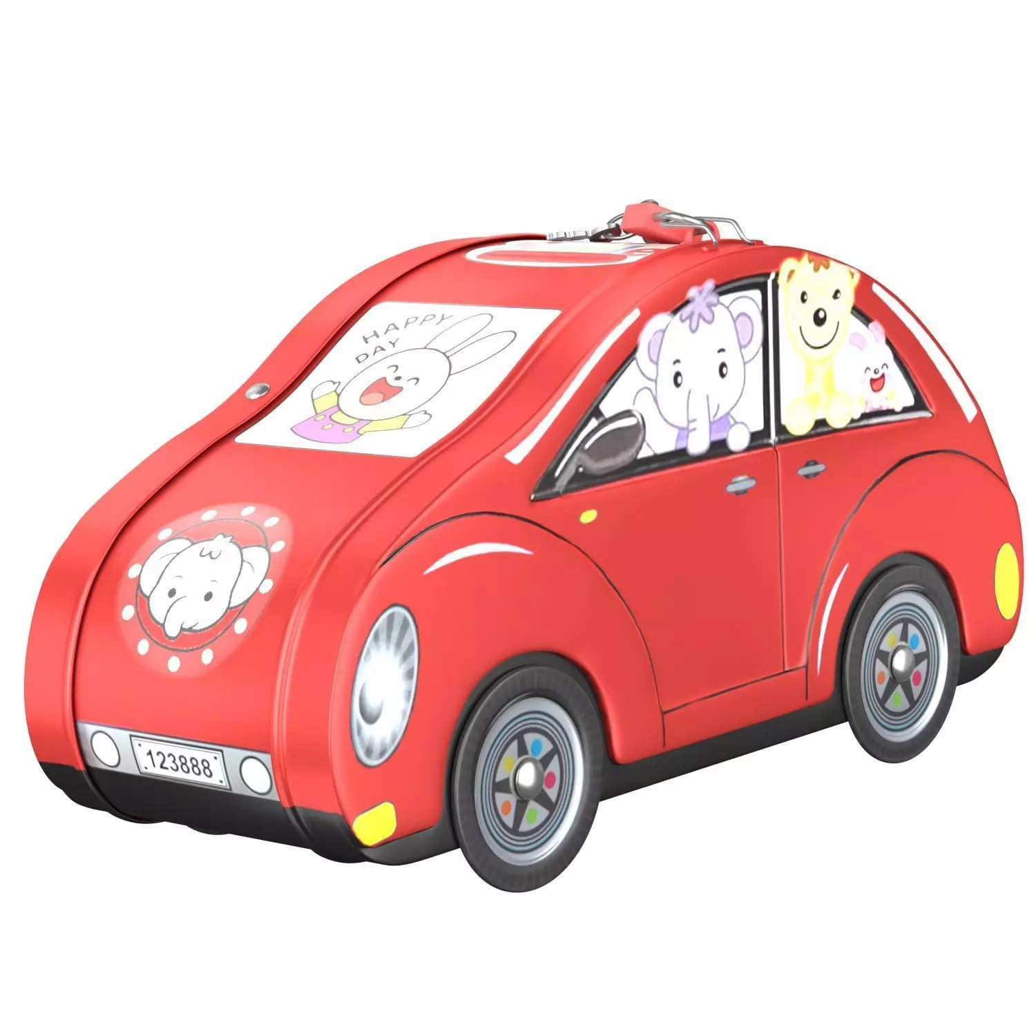 3d model Kids money box in the shape of a car Low-poly 3D model_3