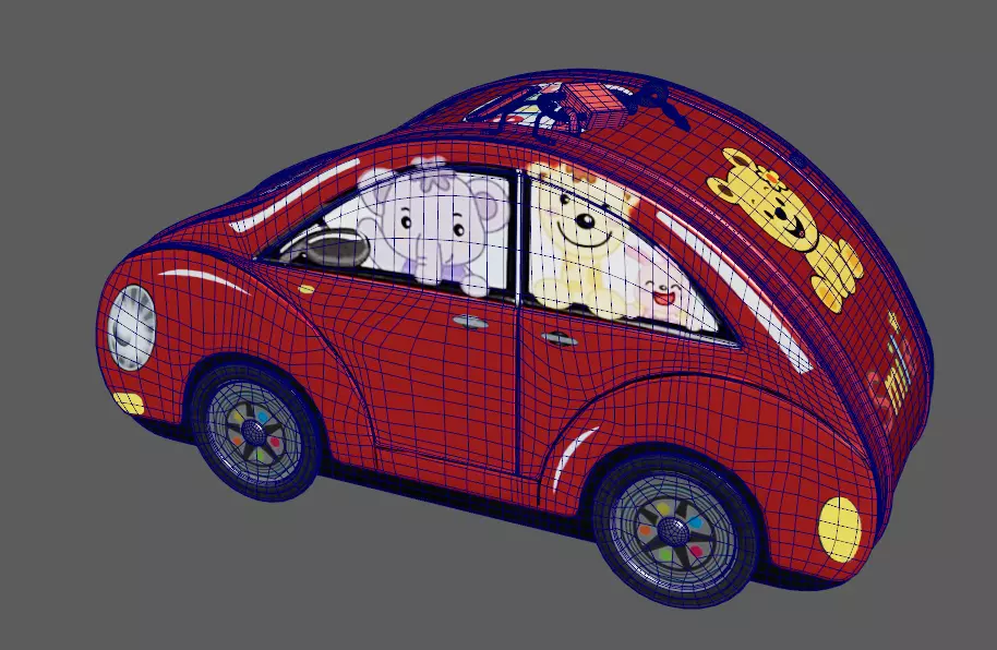 3d model Kids money box in the shape of a car Low-poly 3D model_6