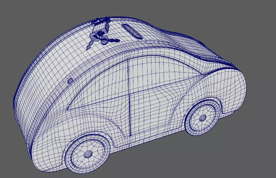 3d model Kids money box in the shape of a car Low-poly 3D model_12