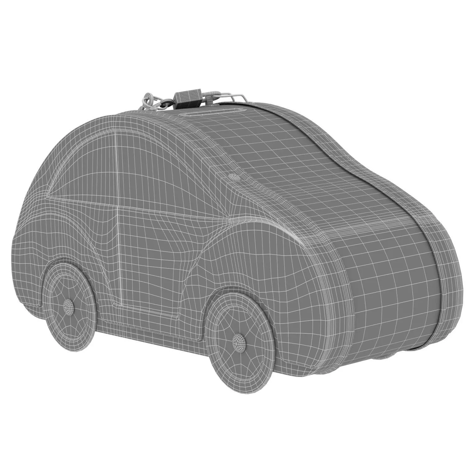 3d model Kids money box in the shape of a car Low-poly 3D model_4