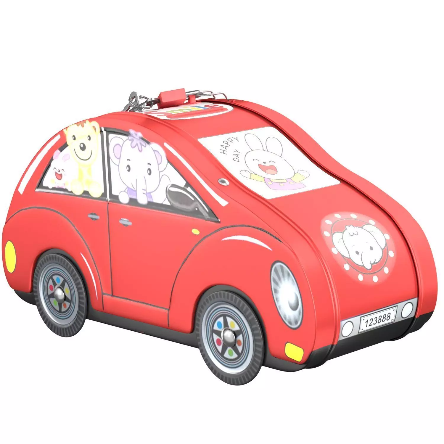 3d model Kids money box in the shape of a car Low-poly 3D model_0