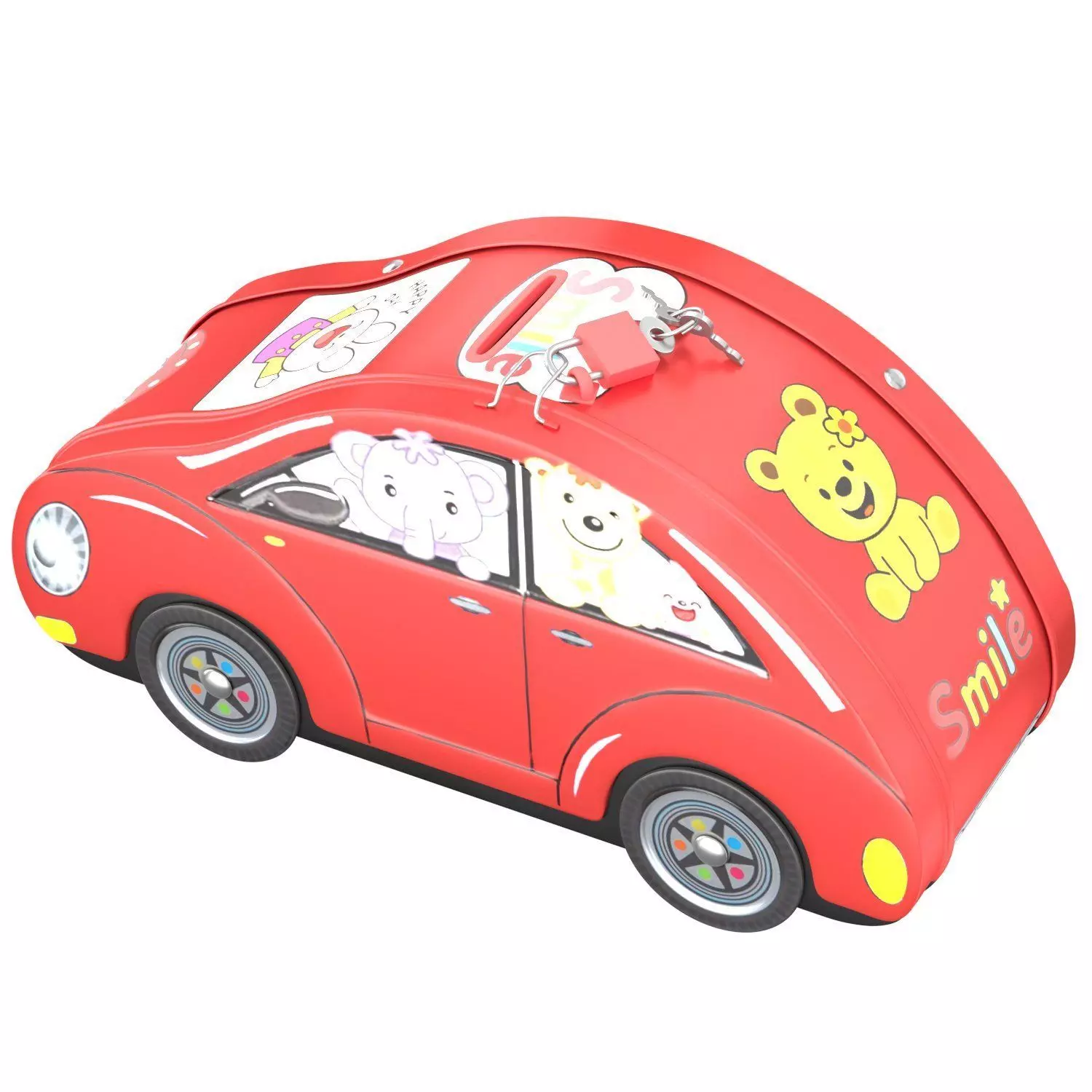 3d model Kids money box in the shape of a car Low-poly 3D model_2