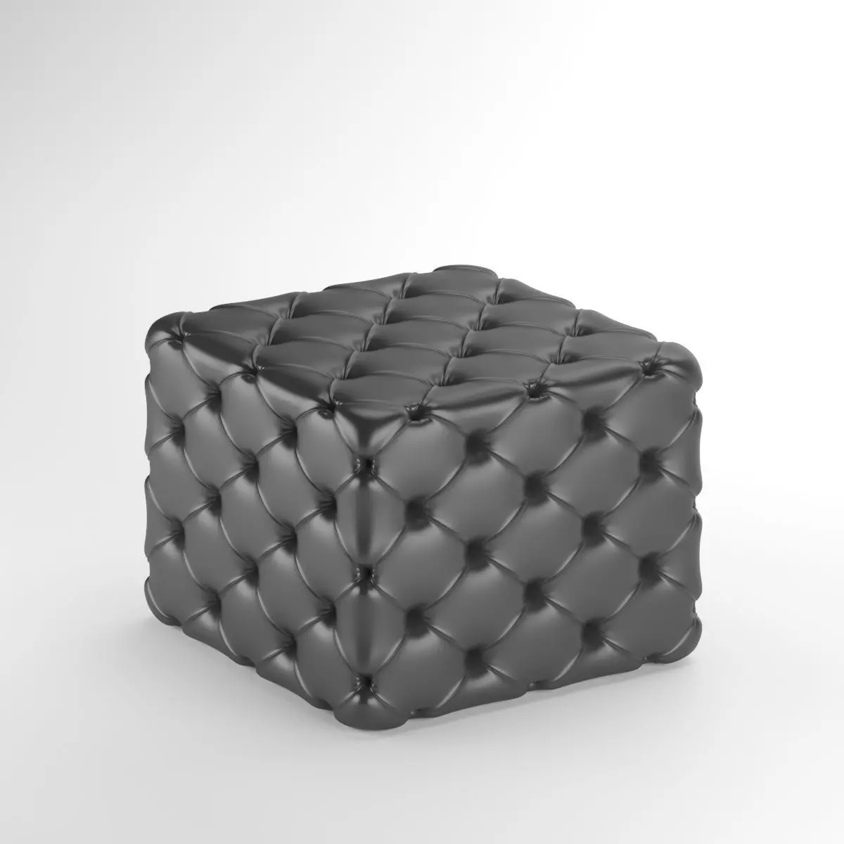 Chesterfield Leather Pouf-Ottoman 3D Model-Tufted Square Design Free 3D model