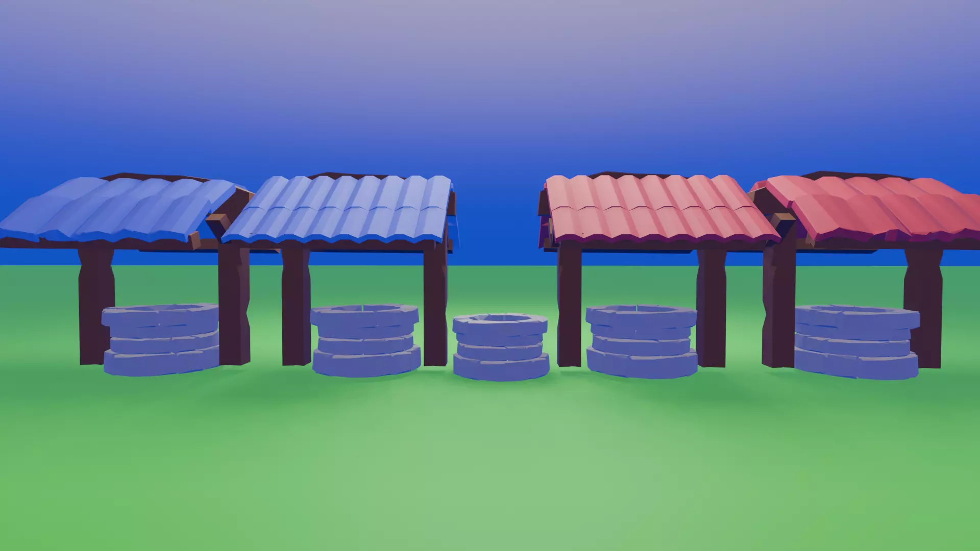 Low Poly Medieval Village Low-poly 3D model_9