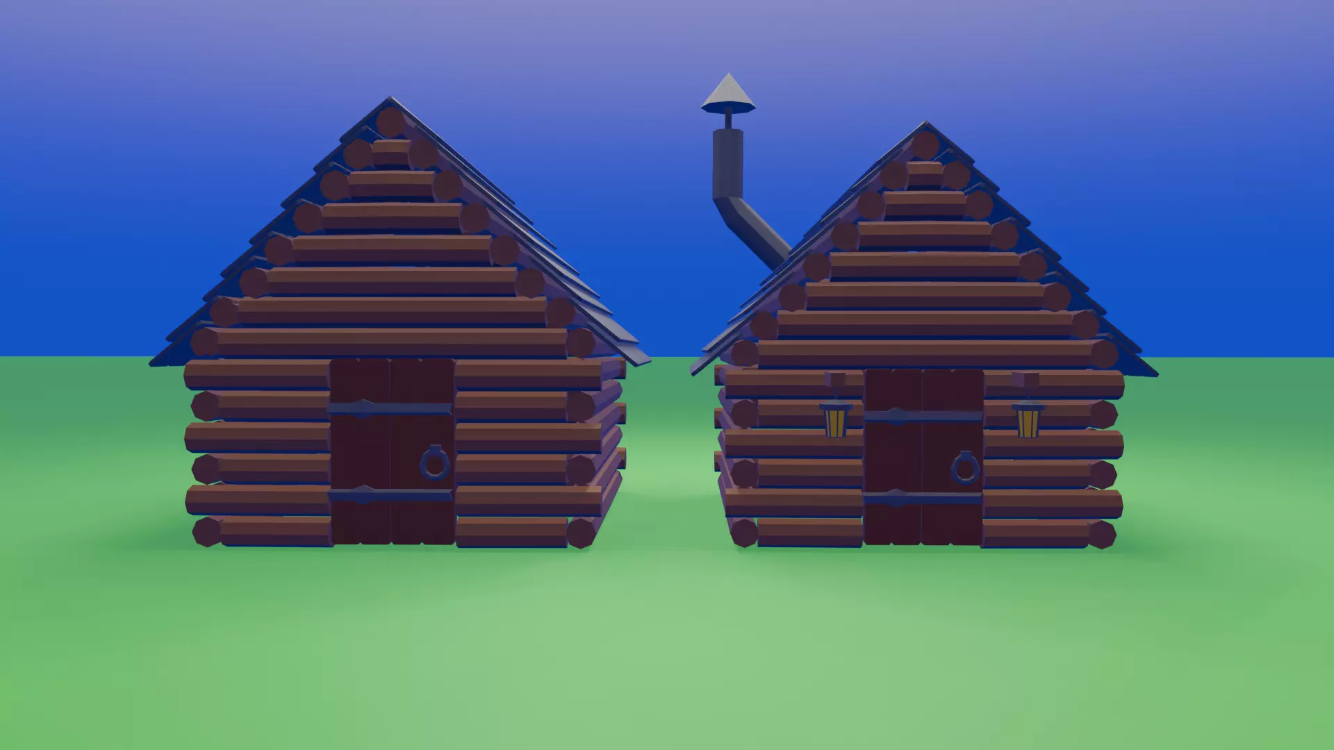 Low Poly Medieval Village Low-poly 3D model_1