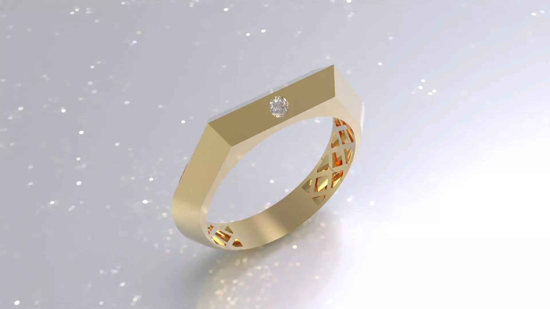 Diamond ring gold jewellery straight form 3D print model