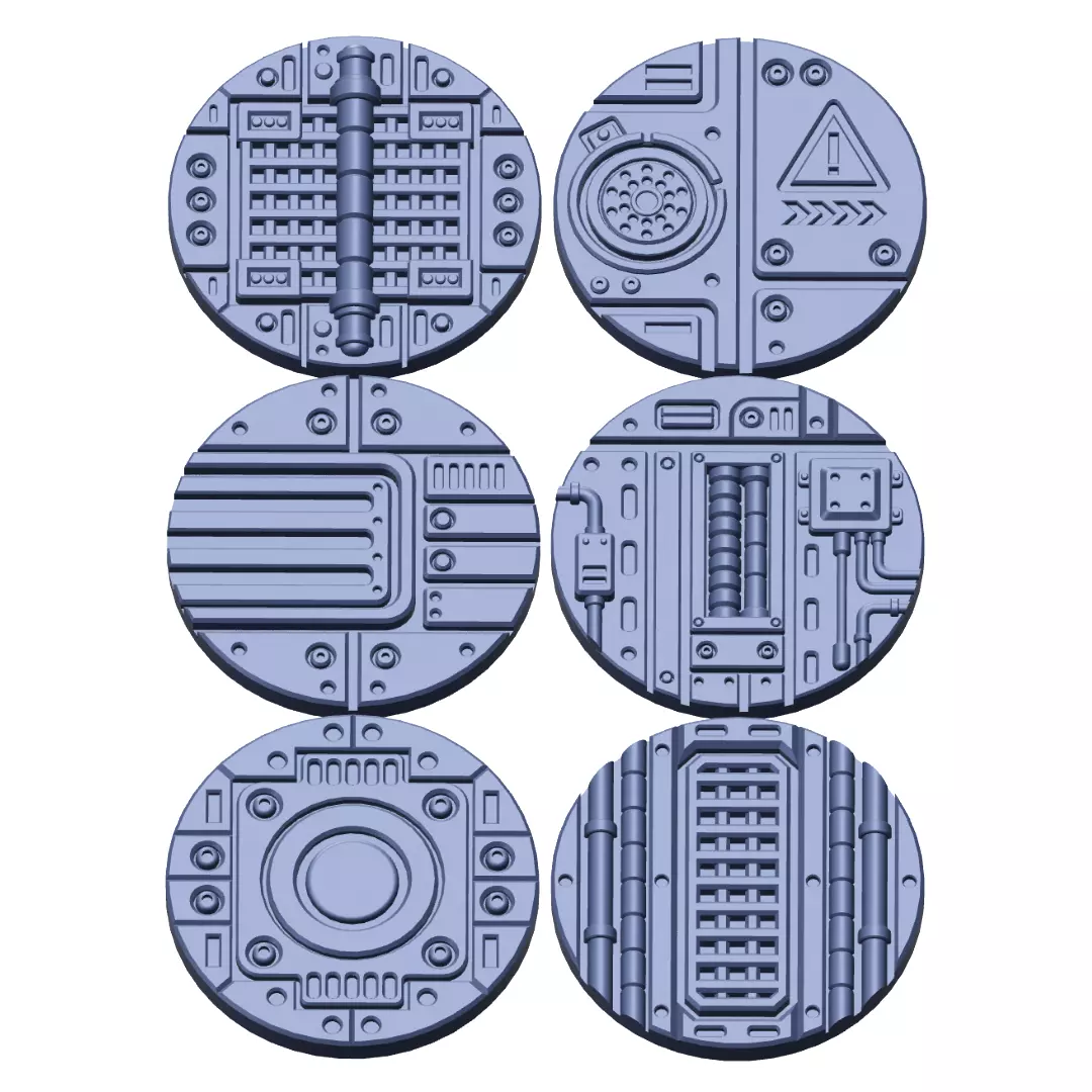Sci-Fi Grated Floor Base Toppers 32mm Round Bases 3D print model_0