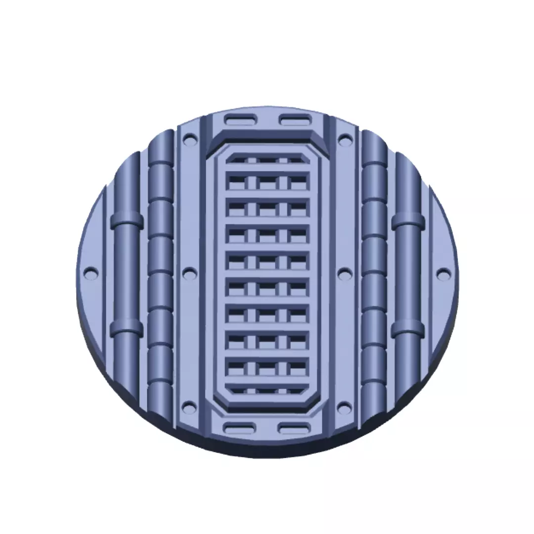 Sci-Fi Grated Floor Base Toppers 32mm Round Bases 3D print model_6