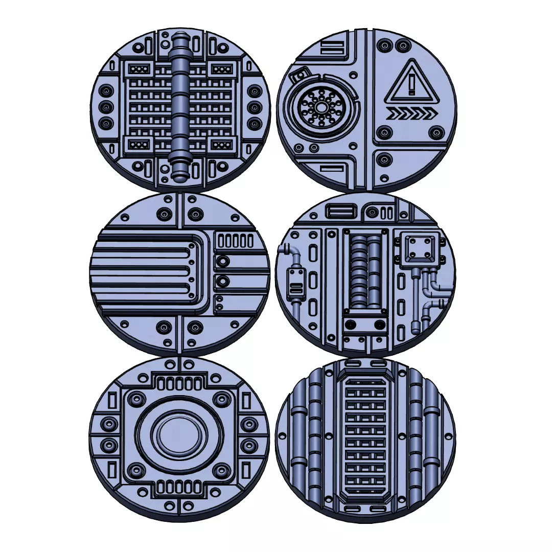 Sci-Fi Grated Floor Base Toppers 32mm Round Bases 3D print model_1