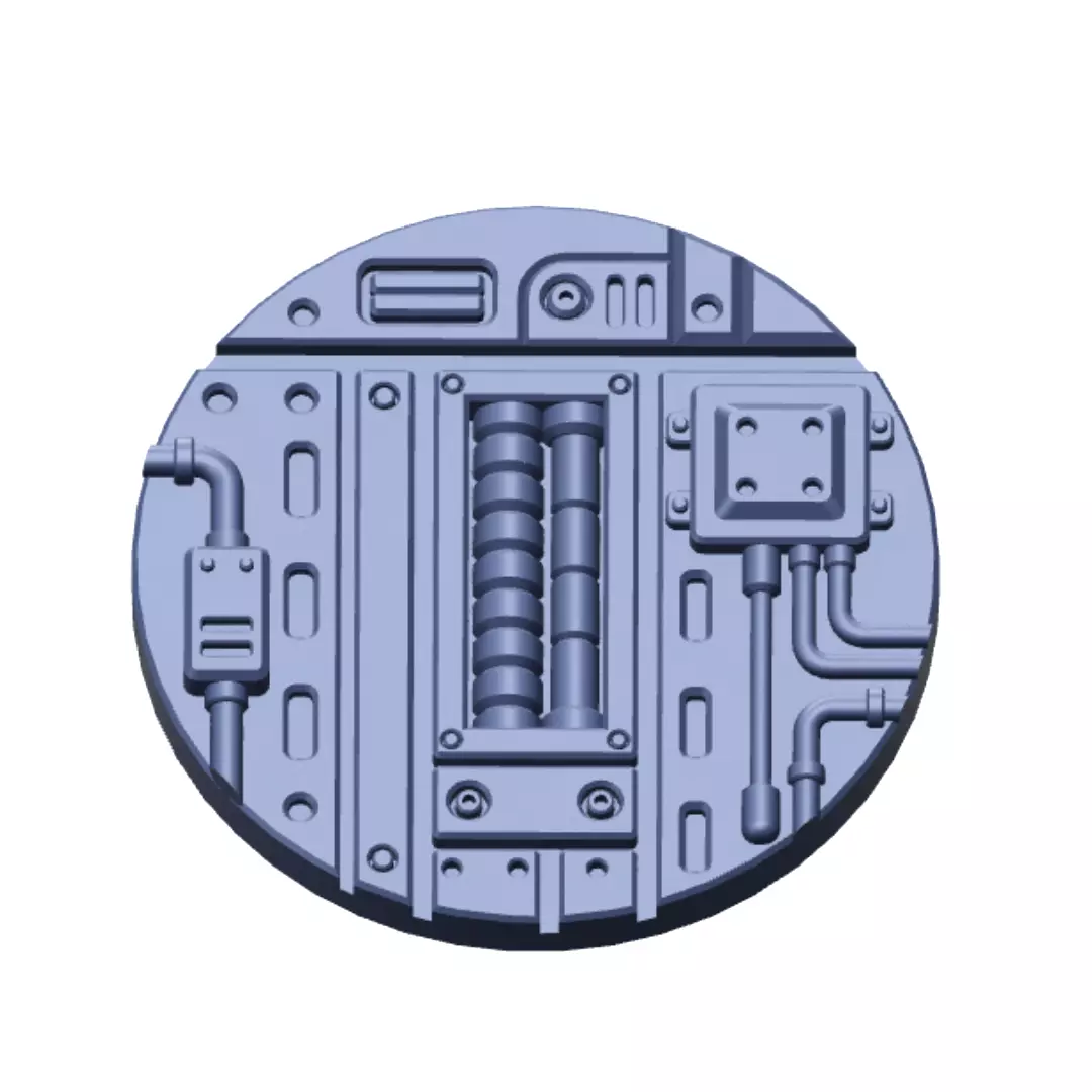 Sci-Fi Grated Floor Base Toppers 32mm Round Bases 3D print model_3