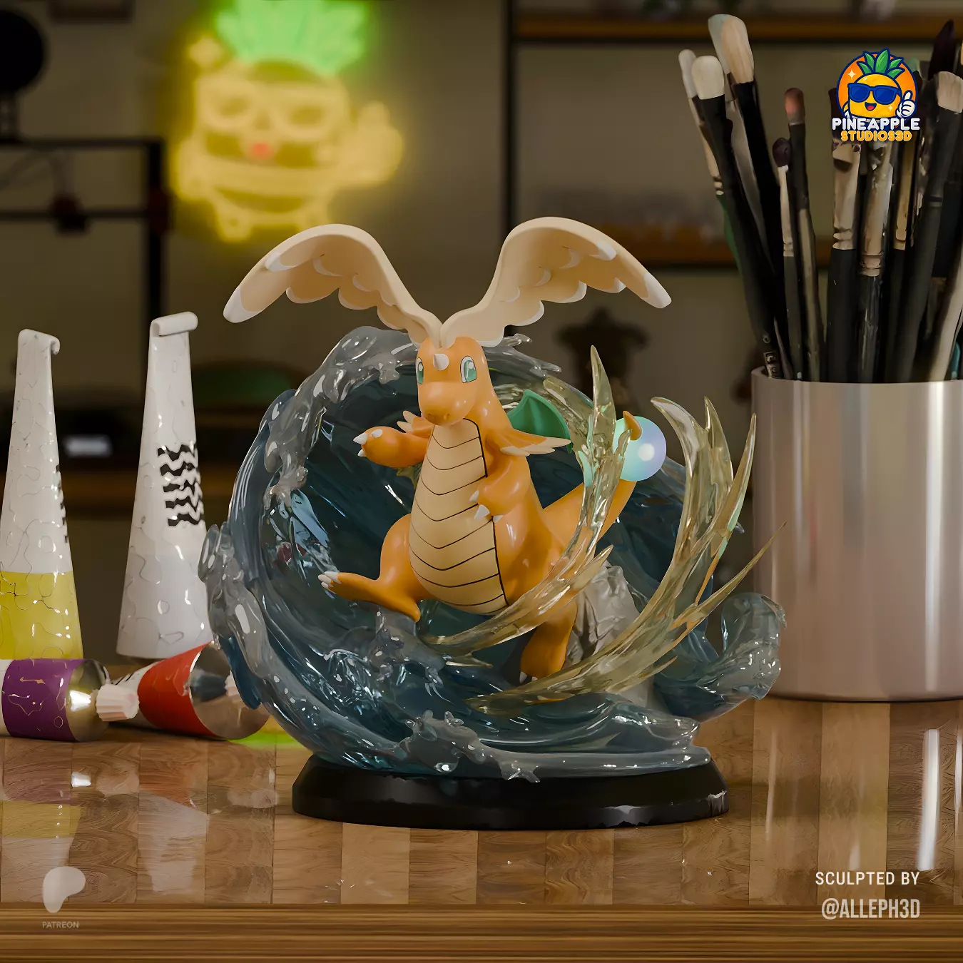 mega dragonite diorama 3D print model_0