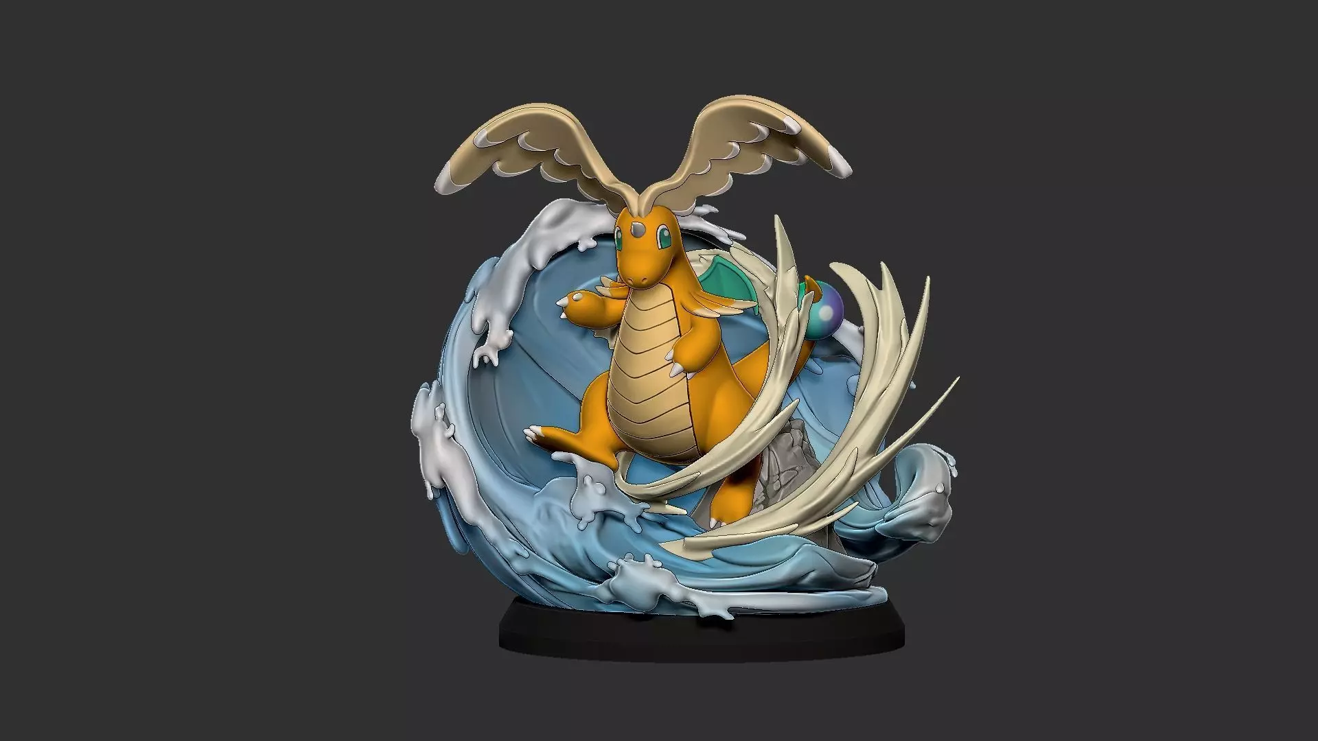 mega dragonite diorama 3D print model_1