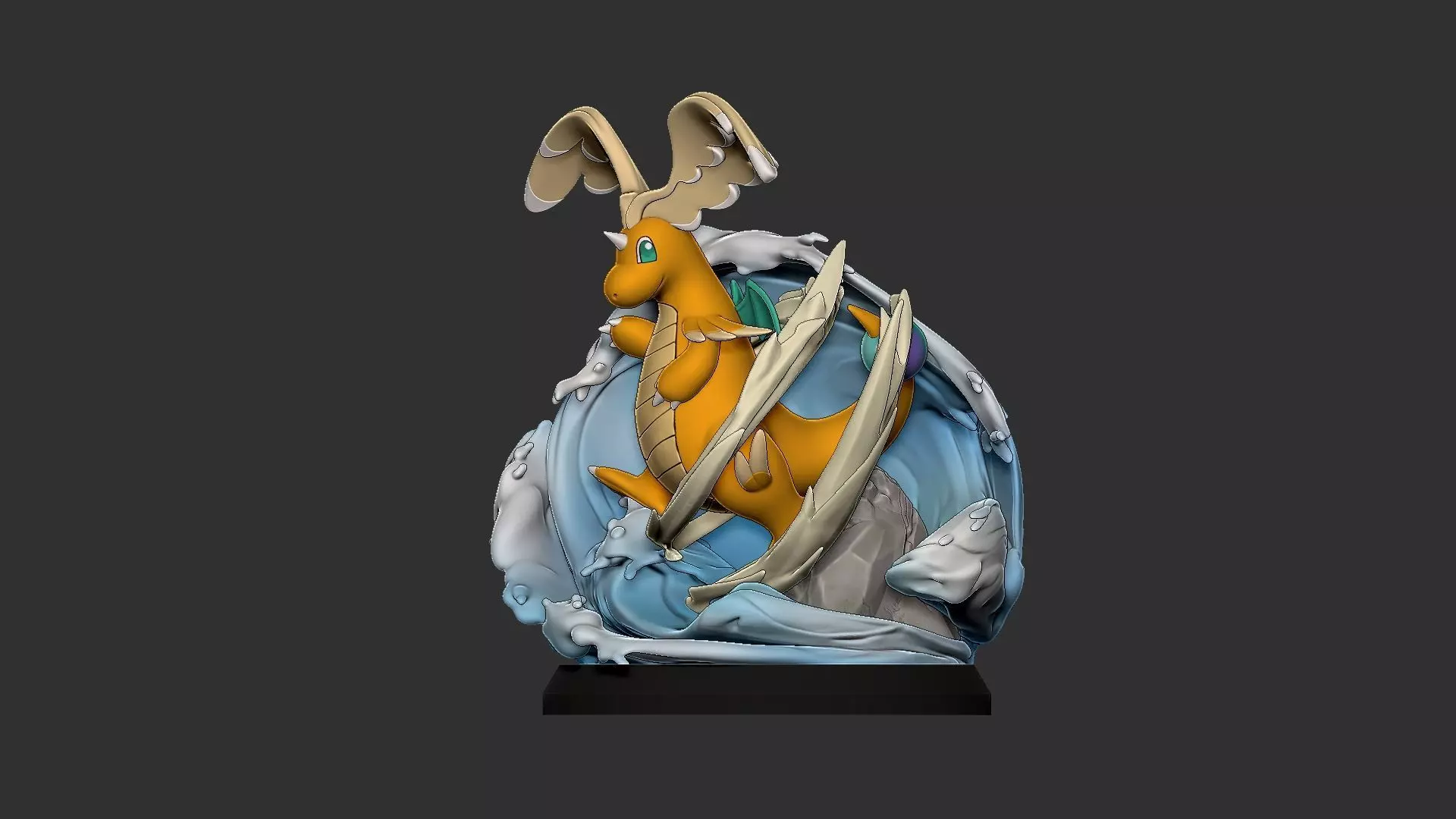 mega dragonite diorama 3D print model_5