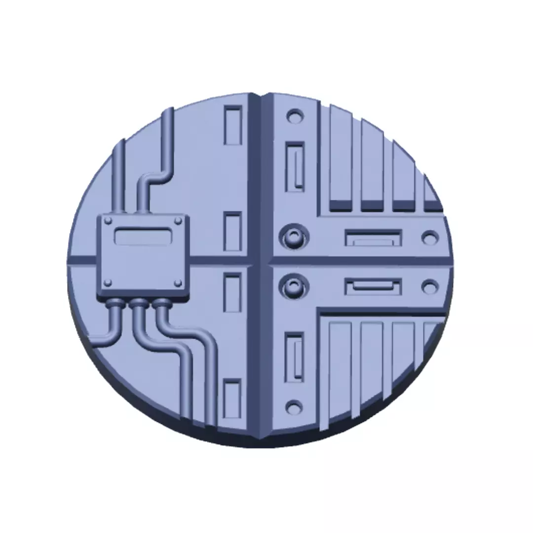 Sci-Fi Grated Floor Base Toppers 32mm Round Bases 3D print model_3