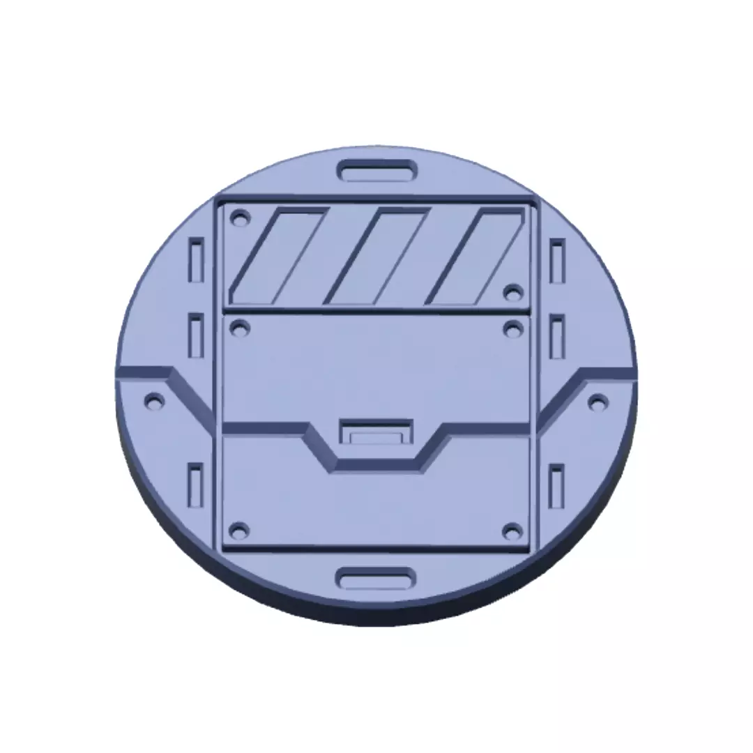 Sci-Fi Grated Floor Base Toppers 32mm Round Bases 3D print model_4