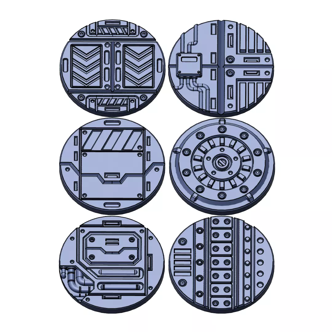 Sci-Fi Grated Floor Base Toppers 32mm Round Bases 3D print model_1