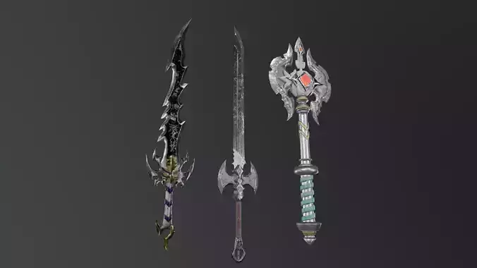 3D model 3 Sword pack VR / AR / low-poly | CGTrader