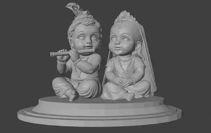 Chibi Baby Radha Krishna 3D print model