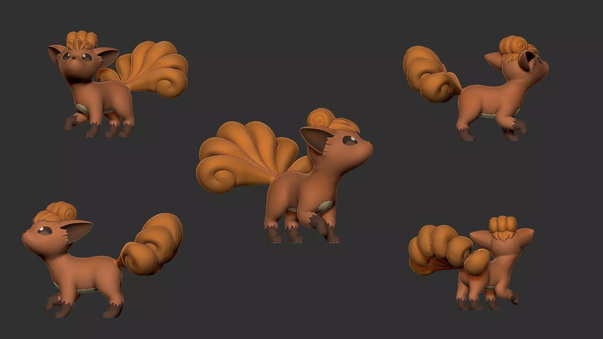 vulpix and ninetales 3D print model_3