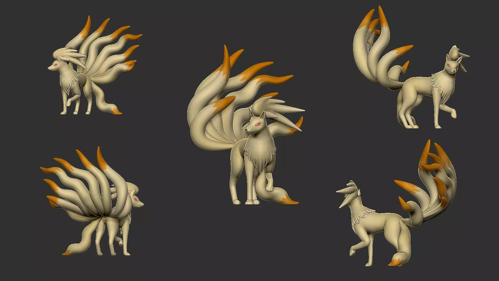 vulpix and ninetales 3D print model_5