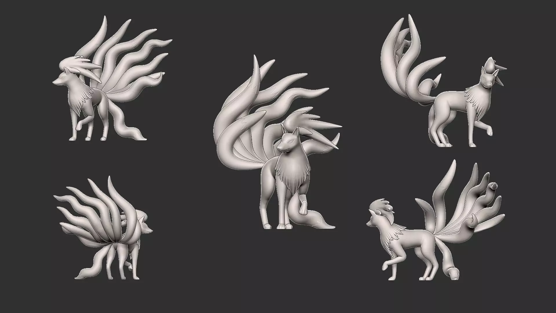 vulpix and ninetales 3D print model_6