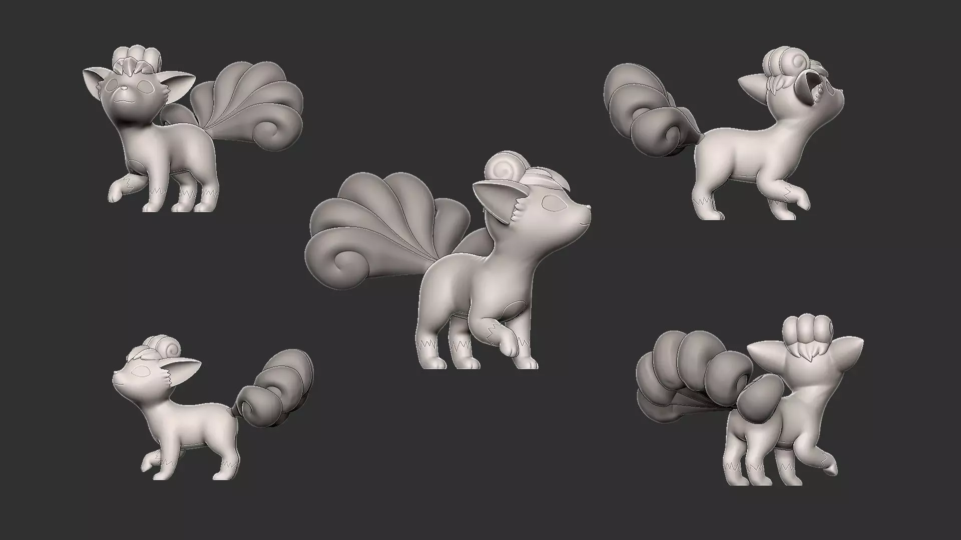 vulpix and ninetales 3D print model_4