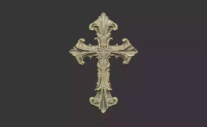 The cross design pattern leave floral  church