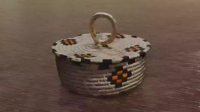 Low Poly Round Woven Container 3D Scan